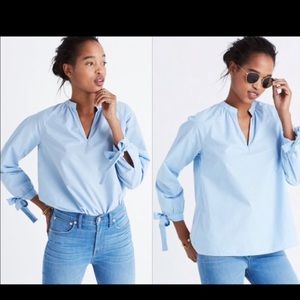 ⬇️Madewell Striped Tie-Sleeve Popover Top/NWOT